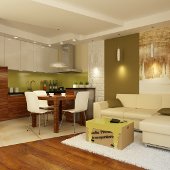 projekt architekta wnętrz - pokój połączony z kuchnią